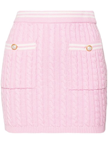 Alessandra Rich - cable-knit cotton miniskirt - women - Cotton - 38 - Pink