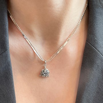 小寶s925純銀獨特復古玫瑰花吊墜女僅吊墜項鏈掛墜項墜高級感銀飾