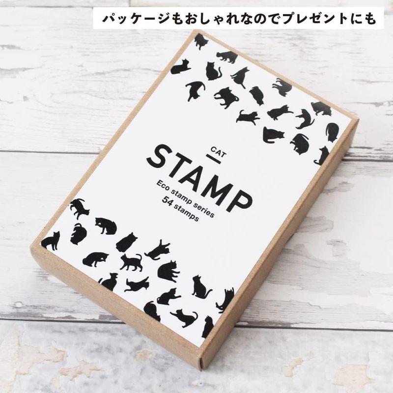 黒猫 グッズ 雑貨 猫 文房具 可愛い スタンプ ネコ おしゃれ はんこ 木製 ゴム印 54個 セット プレゼント かわいい 日本製