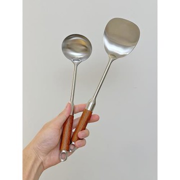 百暢. 食品級316不銹鋼炒菜鏟子家用梨花木手柄湯勺鍋鏟廚具