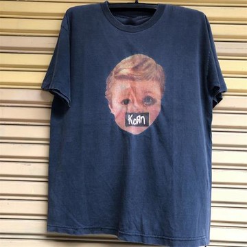 Korn科恩樂隊人像復古vintage設計感小眾重金屬男女小領口短袖T恤