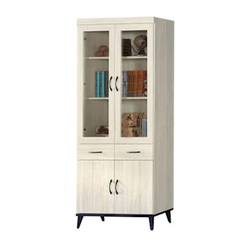 文創集 喬特亞2.7尺四門二抽書櫃/收納櫃-81x40x195cm免組