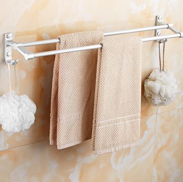 毛巾架 免打孔衛生間浴室壁掛置物掛架廁所太空鋁毛巾桿單桿帶掛鉤