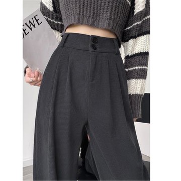 【米蘭精品】寬管褲闊腿長褲-氨綸燈芯絨直筒褲女褲子5色74ix10