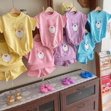 韓國童裝小童夏季短袖套裝嬰兒包屁衣a類棉寶寶夏裝baby clothes