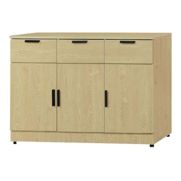 文創集 卡瑪克4尺三門三抽低餐櫃-121x40x82cm免組