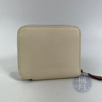 BRAND楓月 HERMES 愛馬仕 Y刻 奶昔白絲巾短夾 Silk in 皮夾 錢包 拉鍊零錢包 卡包