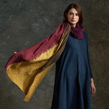 free.草木染皺感漸紋寬版圍巾