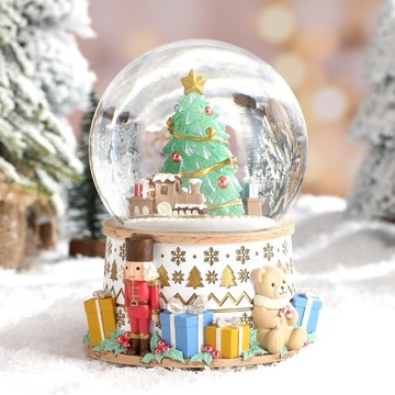 【讚爾JARLL】聖誕童話夜(白金燈光款) 水晶球音樂盒