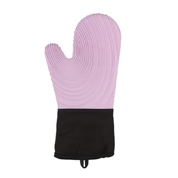 耐高溫矽膠螺紋防燙手套 粉紫色 材質：矽膠、棉 尺寸：約34x17.5cm  1個