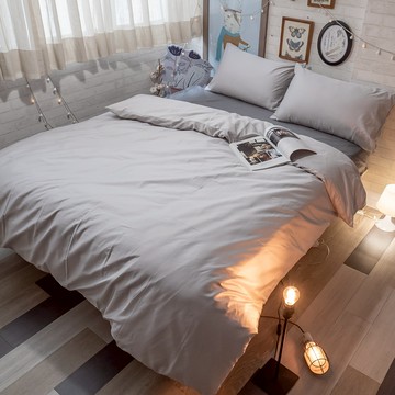 棉床本舖｜Life-芝麻豆腐(芝麻灰) ❱ 60s精梳棉-床包 - K1特大床包組/含枕套