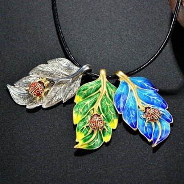 925純銀項鍊 吊墜-獨特大方楓葉瓢蟲母親節情人節生日禮物女飾品3色73hi32【獨家進口】【米蘭精品】
