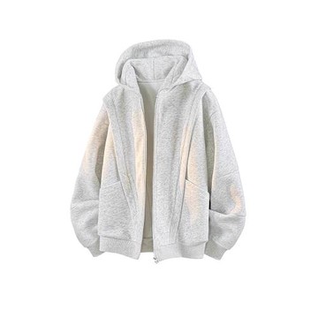 香港潮牌連帽衛衣外套男秋冬季美式潮流純色寬松大碼休閑開衫上衣