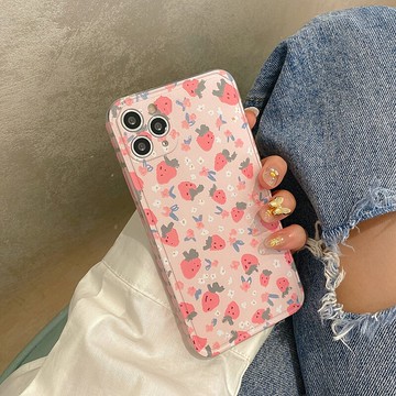 側邊愛心草莓小碎花適用iphone13/12promax蘋果11手機殼x/xs/xr女8plus硅膠ins日韓個性創意全包邊防摔保護套