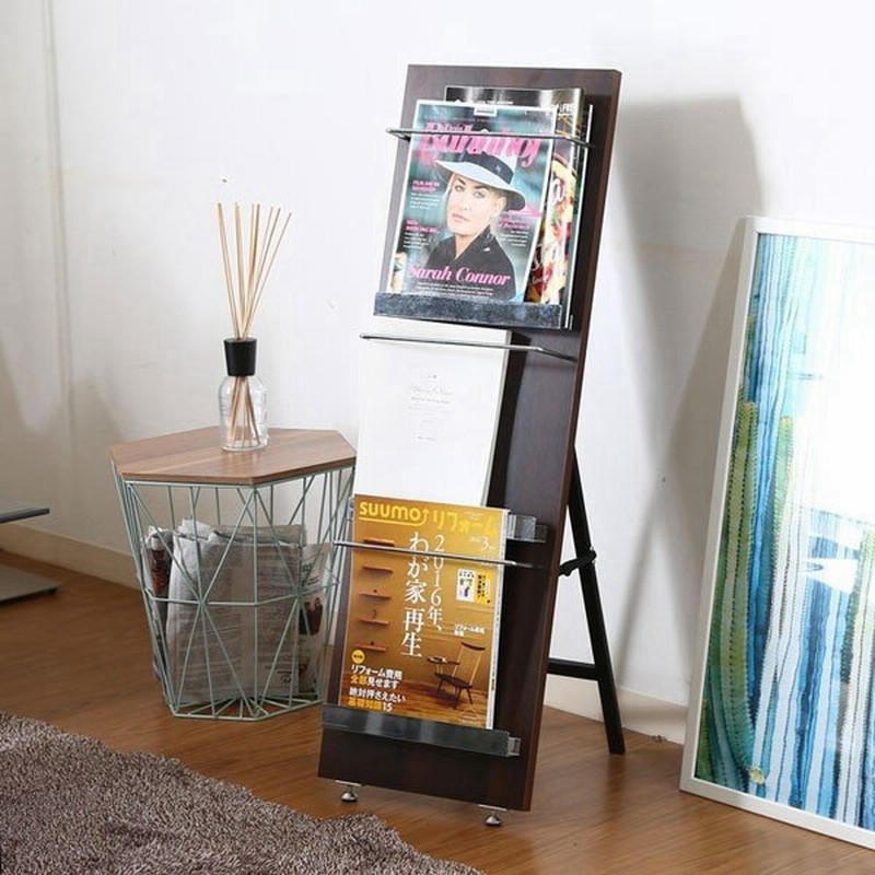 マガジンラック おしゃれ 木製 スリム 北欧 本棚 リビング 収納 マガジンスタンド ブックスタンド 収納棚 家具 ブラウン シンプル 店舗什器 通販 Lineポイント最大0 5 Get Lineショッピング