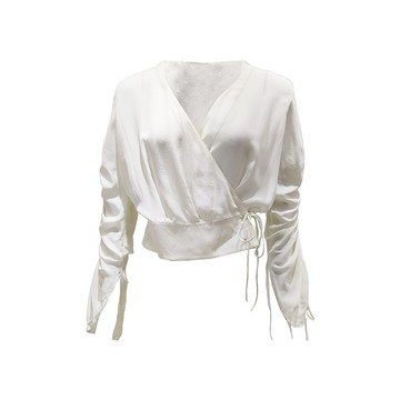 PINKO白色重疊Ｖ長袖上衣