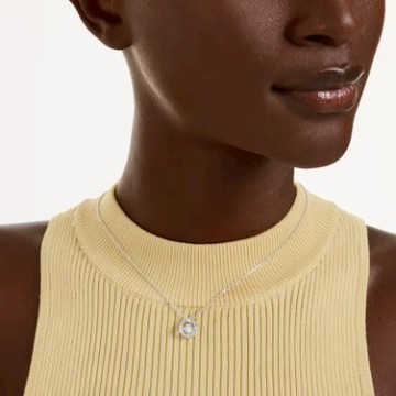 【Swarovski 施華洛世奇】Constella 鏈墜(圓形切割 Dancing stone 白色 鍍白金色)  (5738247)