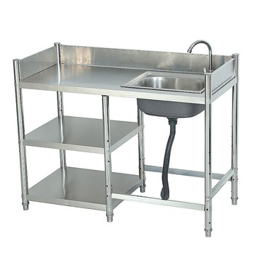 公司貨開發票 廚房洗手盆 工作臺 不鏽鋼水槽架 不銹鋼洗菜盆帶支架水池水槽支架盆洗手盆擋板單槽洗碗盆 最低價 快速出貨