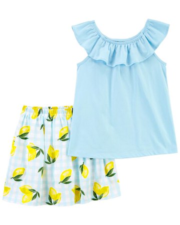 Kid 2-Piece Flutter Top & Lemon Skort Set