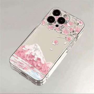 卡通櫻花雪山 防摔 適用蘋果iPhone17 16 15 14 13 12 11 Promax XR XS 87P手機殼