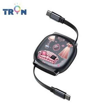 TRON 100W Type-C 伸縮快充線 1M 鈦黑色 家具餐具圖集-2 4檔長度調整 可充筆電 適用i15以上手機 平板