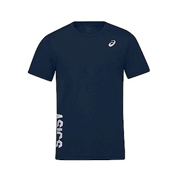 Asics 短袖上衣 [2011D407-400] 男 短袖上衣 T恤 運動上衣 跑步短袖 亞洲版型 深藍