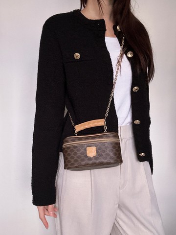 中古正品Celine Macadam Vanity Case化妝盒手袋 意大利製 蓆琳