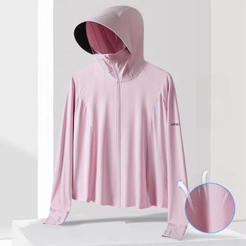 2025春夏女裝女士防曬衣防紫外線冰感皮膚衣帶馬尾洞連帽防曬外套