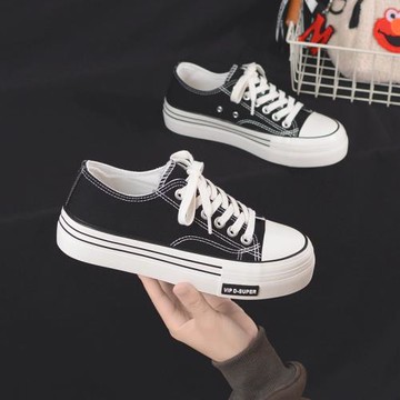 香港潮牌2025年夏季網紅爆款新款帆布鞋女百搭厚底大頭小白鞋板鞋