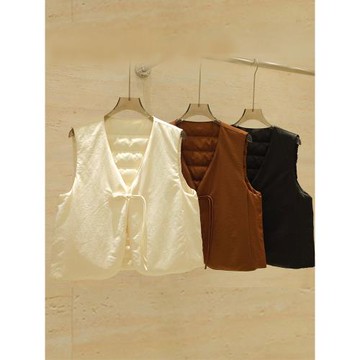 AND2025秋季新款羽絨馬甲90白鵝絨極簡新中式氣質內搭雙面穿女