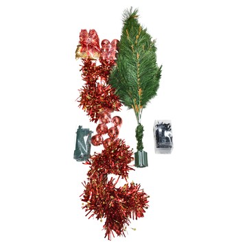 摩達客 耶誕綠松針葉聖誕樹 紅金色系配件 100燈LED燈串暖白光 USB充電 台灣製 90cm  綠色 + 紅色