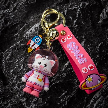 太空動物卡通鑰匙扣掛件創意可愛網紅公仔車鑰匙鏈男女個性包掛飾