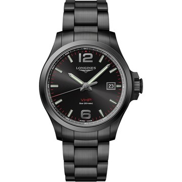 LONGINES 浪琴 征服者系列V.H.P.萬年曆手錶-鍍黑/43mm L37262566