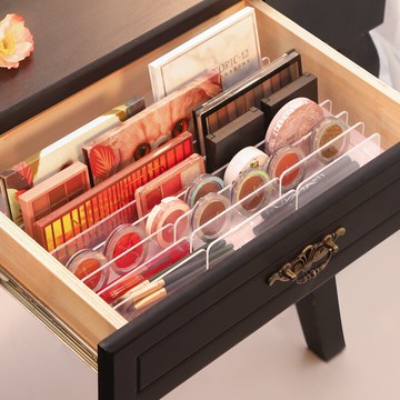 桌下抽屜多分格透明眼影盤粉餅腮紅彩妝架數據線整理化妝收納盒子