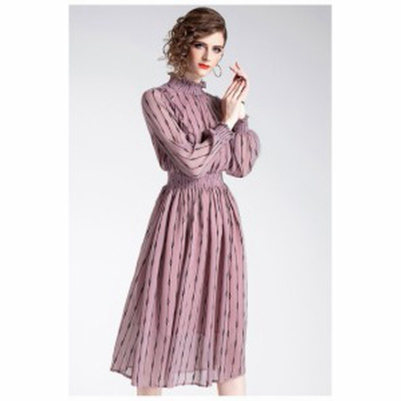 送料無料 シルク ワンピース ストライプ柄 パーティードレス 結婚式 シフォン 膝下丈 お呼ばれ デート 長袖 大人可愛い ピンク 通販 Lineポイント最大3 0 Get Lineショッピング