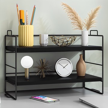 DIMOEO 迷你多功能書桌收納木質層架  370 x 165 x 240mm  2層  黑色