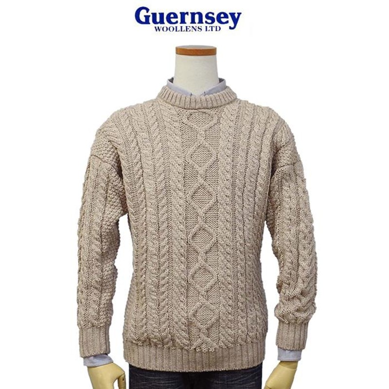 Guernsey WOOLLENS イギリス製 タートルネック アラン ニット-