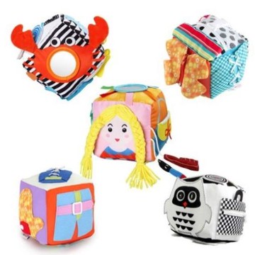 多功能日常生活模擬毛絨布藝積木嬰兒益智拉鏈鞋帶認知玩具方塊球