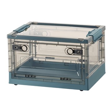 Mega 莫蘭迪雙開式可折疊滑輪收納箱 中號40L  茶藍色  47 x 35 x 24cm  1個