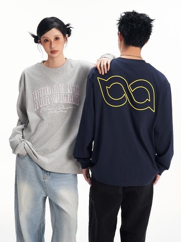 【好康免運】春秋新款 基礎款長袖 打底上衣 刺繡長袖 T恤 休閒百搭風