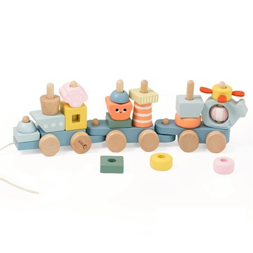 【德國 classic world 客來喜經典木玩】海洋手拉積木火車