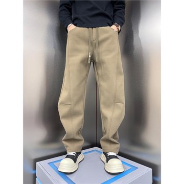 2025秋冬加厚休閑褲寬松闊腿彎刀褲美式重磅保暖直筒運動加絨衛褲