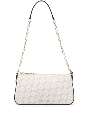 Michael Michael Kors - monogram-jacquard leather shoulder bag - women - PVC/Calf Leather - One Size - Neutrals