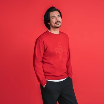 GIORDANO 男裝寬鬆圓領印花大學T Horse to Success系列