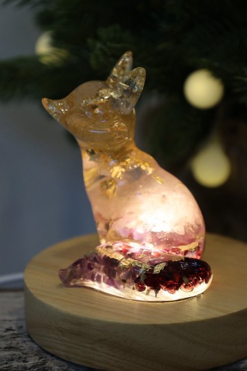 【客製化禮物】愛戀之狐戀愛運擺飾小夜燈-開運智慧紫水晶狐狸尾