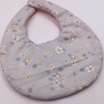 灰色鳥語櫻花圍兜 二重紗 口水巾  彌月禮