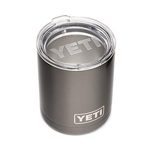 YETI Rambler 10オンス ローボール 蓋付き 真空断熱 ステンレス製、グラファイト