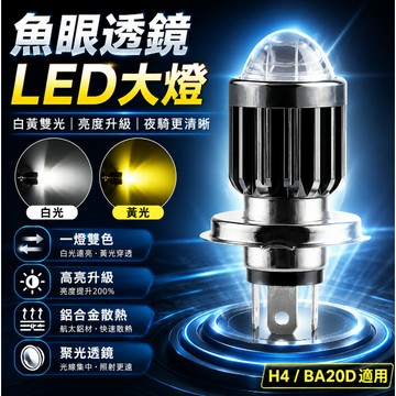 台灣現貨🎉摩托車大燈 直上型 BA20D H4 H6 LED大燈 全型材鋁 散熱 3570高亮 魚眼大燈 木瓜燈泡