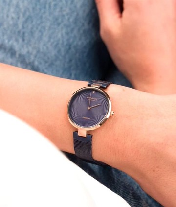 OBAKU 渦旋幾何時尚腕錶-紫X玫瑰金-V256LXVQMQ-33mm