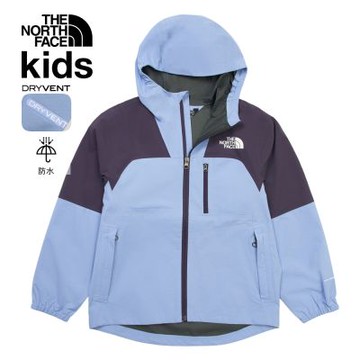 【The North Face 官方旗艦】北面兒童黑藍拼接DRYVENT防水可打包衝鋒衣｜8AY4M7A 排汗衫